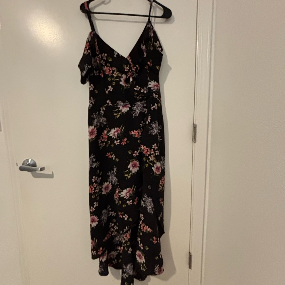 Iz Byer Black and Pink Asymmetrical Ruffled Maxi Dress - Picture 7 of 12